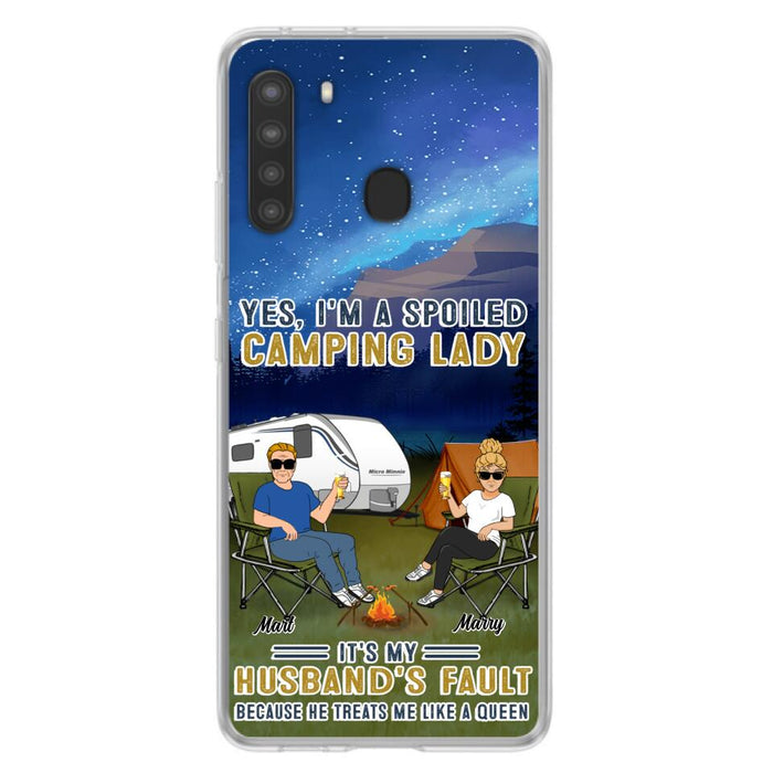 Custom Personalized Husband And Wife Camping Phone Case - Gift Idea For Camping Couple - Yes, I'm A Spoiled Camping Lady - Case For iPhone And Samsung