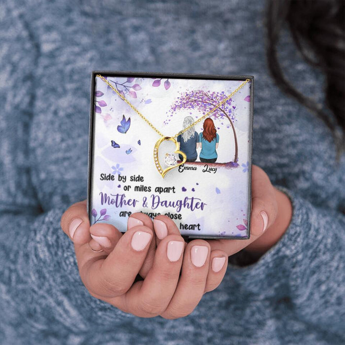Personalized Mom & Daughter Forever Love Necklace - Gift Idea For Mother's Day - Up to 5 People - Side By Side Or Miles Apart, Mother & Daughter Are Always Close To The Heart