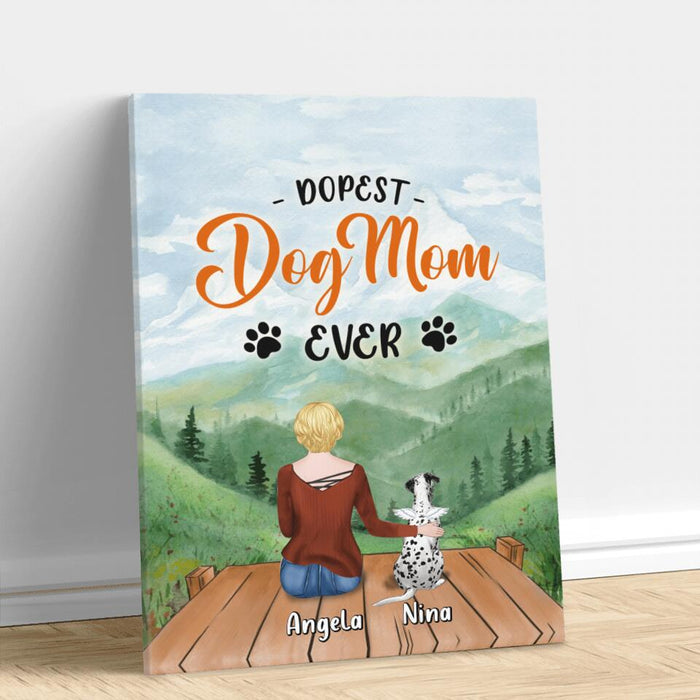 Custom Personalized Dog Mom Canvas - Upto 5 Dogs - Gift Idea For Dog Lovers - Dopest Dog Mom Ever