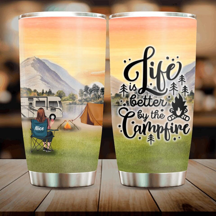 Custom Personalized Sunset Camping Tumbler -  Upto 6 Pets - Best Gift For Camping Lover - This Is Us A Little Bit Crazy A Little Bit Loud And Whole Lot Of Love