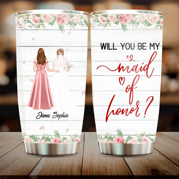 Custom Personalized Bridesmaids Best Friends Tumbler - Upto 5 Friends - Best Gift Idea For Wedding Day - Bridesmaid For A Day, Best Friend For Life