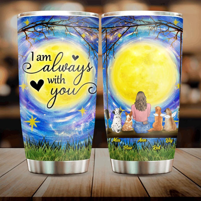 Custom Personalized Dog Mom Tumbler - Upto 4 Dogs - Best Gift Idea For Dog Lover - I Love You To The Moon And Back