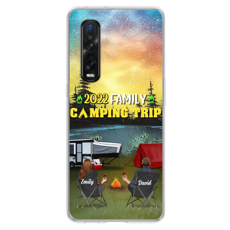 Personalized Family Camping Trip Phone Case - Couple/Single Parent/Parents With Up to 2 Kids And 3 Pets - Gift Idea For Whole Family/Camping Lover - Case For Xiaomi, Oppo And Huawei