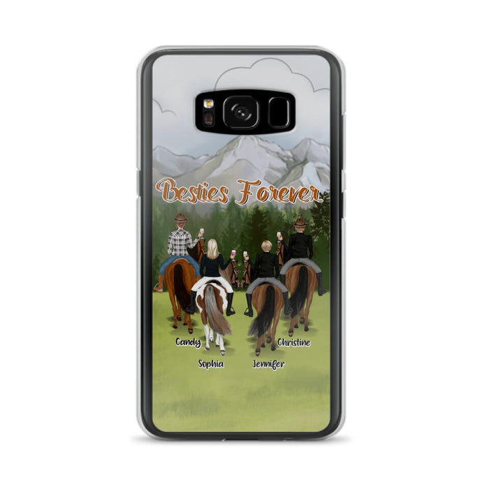 Custom Personalized Riding Horse Friends iPhone/Samsung Cases - Gift for Besties, Horse Lovers - Up to 4 Besties - Besties Forever