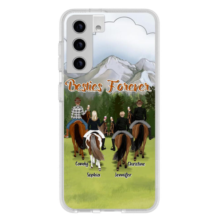 Custom Personalized Riding Horse Friends iPhone/Samsung Cases - Gift for Besties, Horse Lovers - Up to 4 Besties - Besties Forever