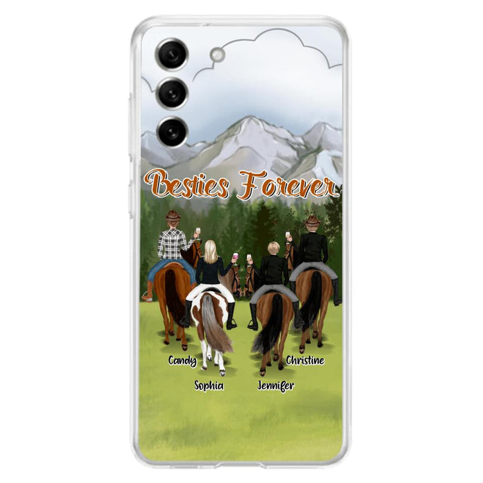 Custom Personalized Riding Horse Friends iPhone/Samsung Cases - Gift for Besties, Horse Lovers - Up to 4 Besties - Besties Forever