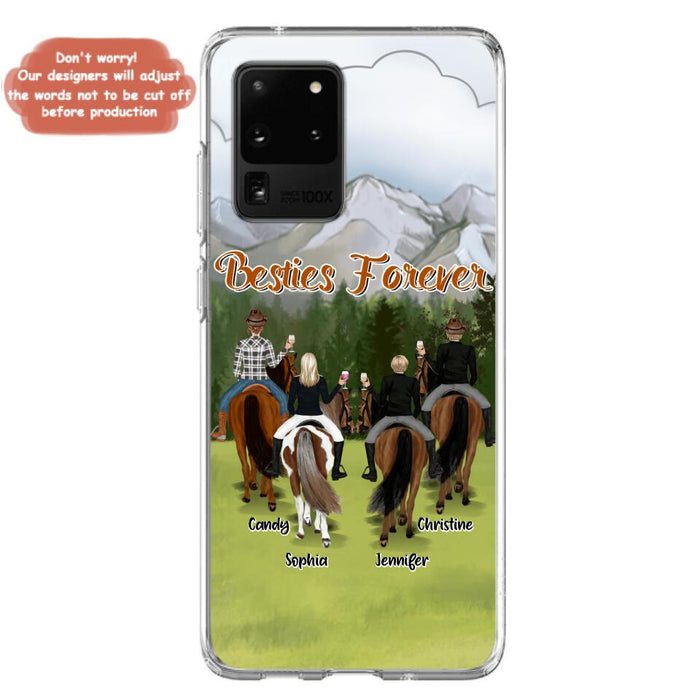 Custom Personalized Riding Horse Friends iPhone/Samsung Cases - Gift for Besties, Horse Lovers - Up to 4 Besties - Besties Forever