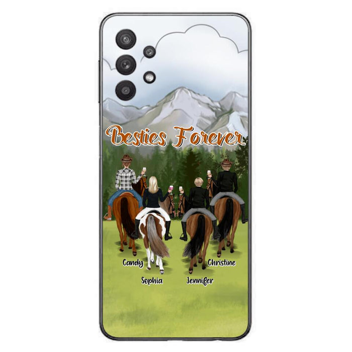 Custom Personalized Riding Horse Friends iPhone/Samsung Cases - Gift for Besties, Horse Lovers - Up to 4 Besties - Besties Forever