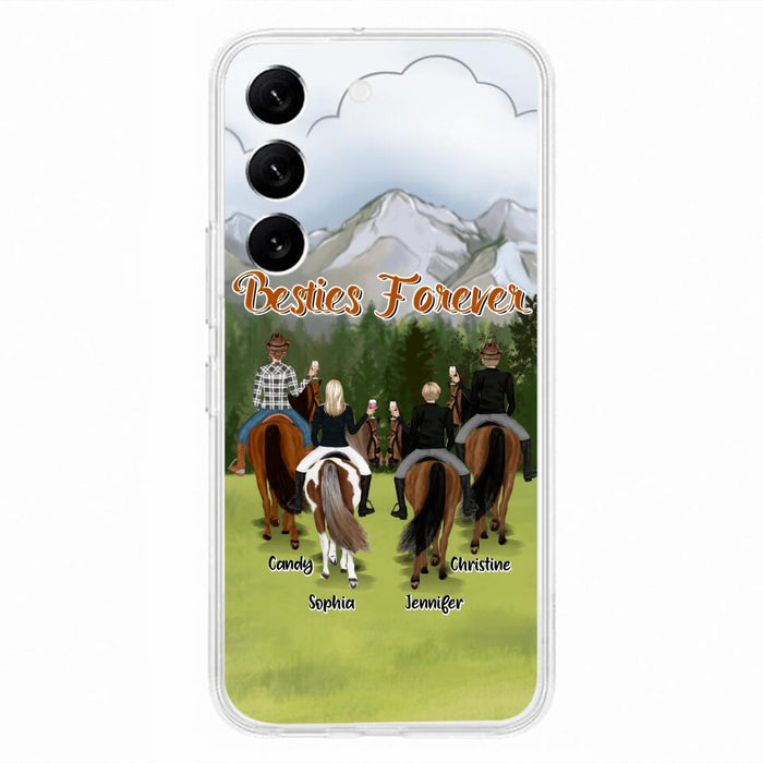 Custom Personalized Riding Horse Friends iPhone/Samsung Cases - Gift for Besties, Horse Lovers - Up to 4 Besties - Besties Forever