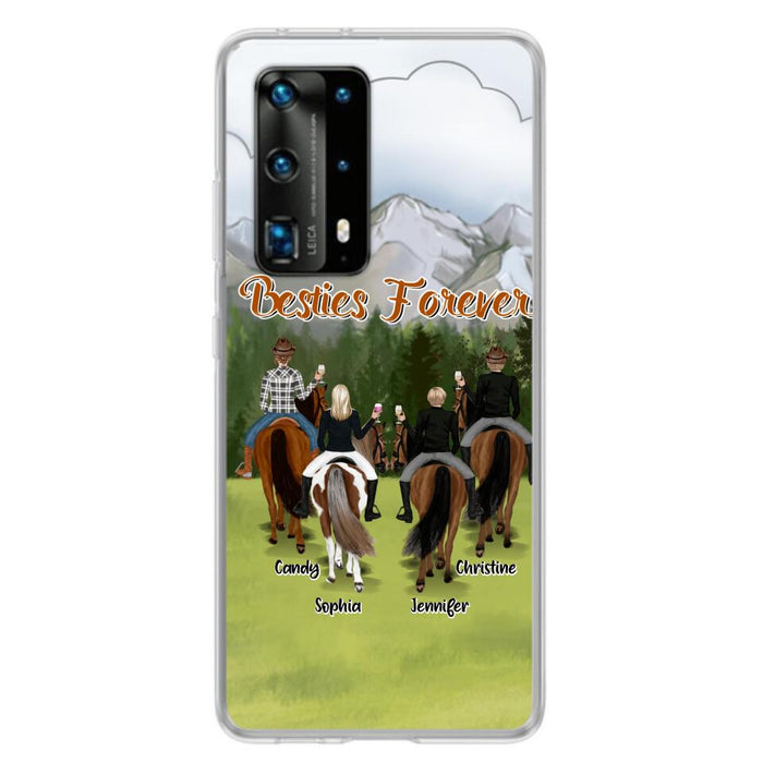 Custom Personalized Riding Horse Friends Huawei/Xiaomi/Oppo Cases - Gift for Besties, Horse Lovers - Up to 4 Besties - Besties Forever