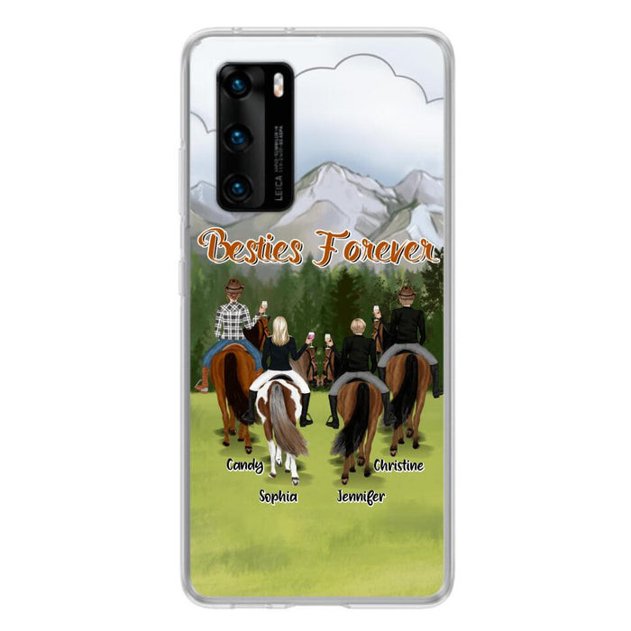 Custom Personalized Riding Horse Friends Huawei/Xiaomi/Oppo Cases - Gift for Besties, Horse Lovers - Up to 4 Besties - Besties Forever