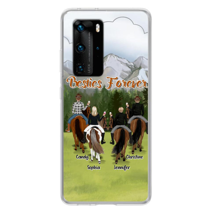 Custom Personalized Riding Horse Friends Huawei/Xiaomi/Oppo Cases - Gift for Besties, Horse Lovers - Up to 4 Besties - Besties Forever