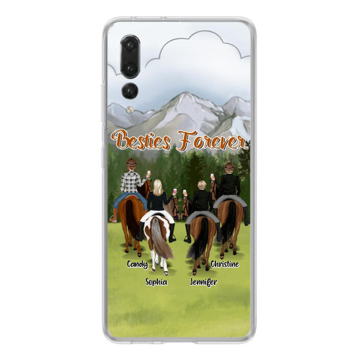 Custom Personalized Riding Horse Friends Huawei/Xiaomi/Oppo Cases - Gift for Besties, Horse Lovers - Up to 4 Besties - Besties Forever