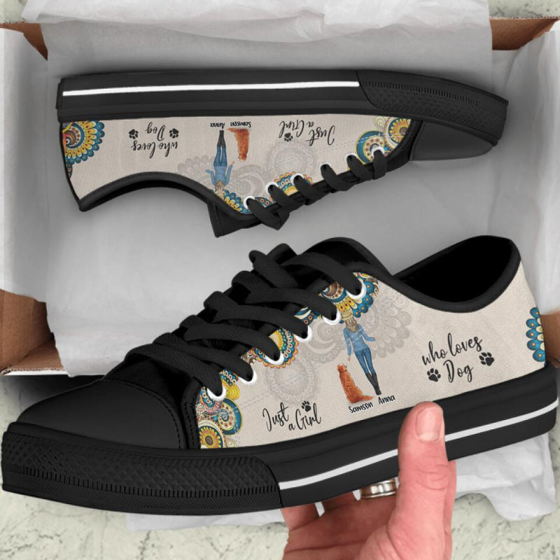 Personalized Dog Mom Sneakers - Up to 4 Dogs - Gift Idea For Dog Lovers - Just A Girl Who Loves Dogs