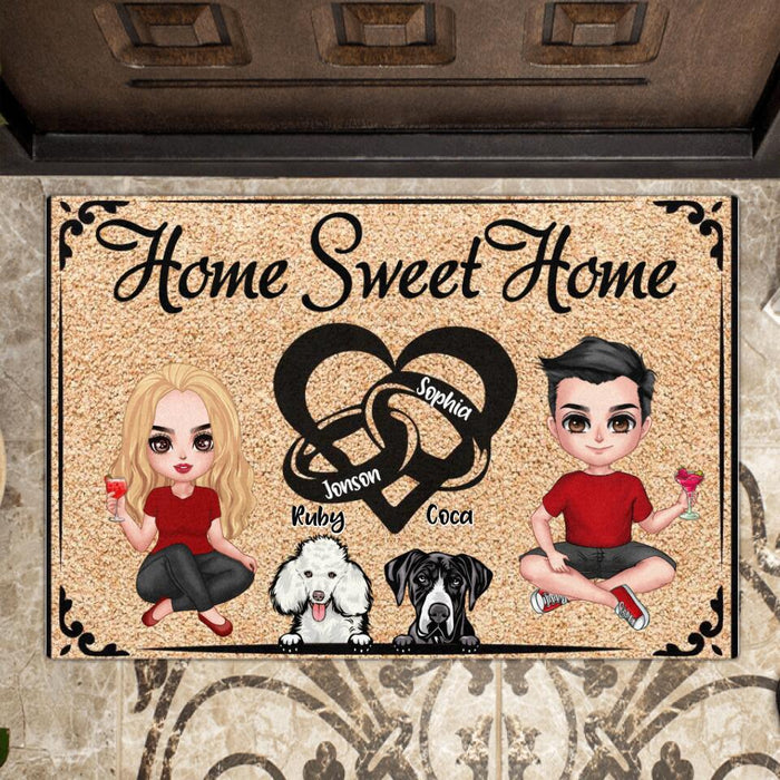 Custom Personalized Home Sweet Home Couple Doormat - Valentine's Day Gift For Couple