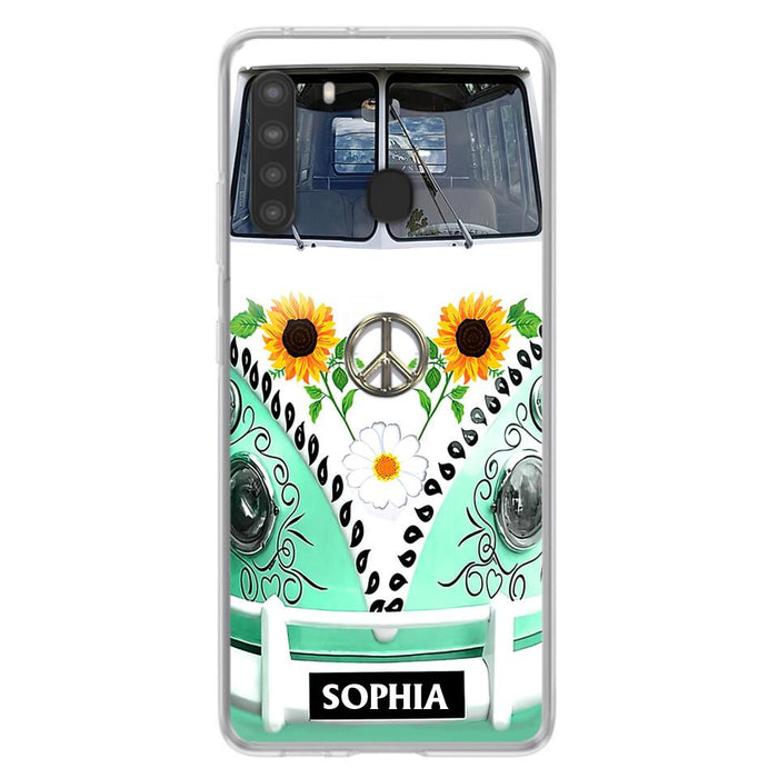 Custom Personalized Sunflower Peace Bus Phone Case - Best Gift Idea For Bus Lovers - Cases For iPhone And Samsung