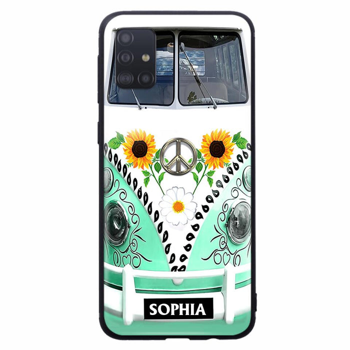 Custom Personalized Sunflower Peace Bus Phone Case - Best Gift Idea For Bus Lovers - Cases For iPhone And Samsung