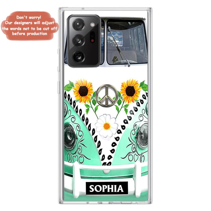 Custom Personalized Sunflower Peace Bus Phone Case - Best Gift Idea For Bus Lovers - Cases For iPhone And Samsung