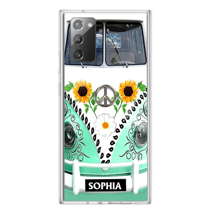 Custom Personalized Sunflower Peace Bus Phone Case - Best Gift Idea For Bus Lovers - Cases For iPhone And Samsung