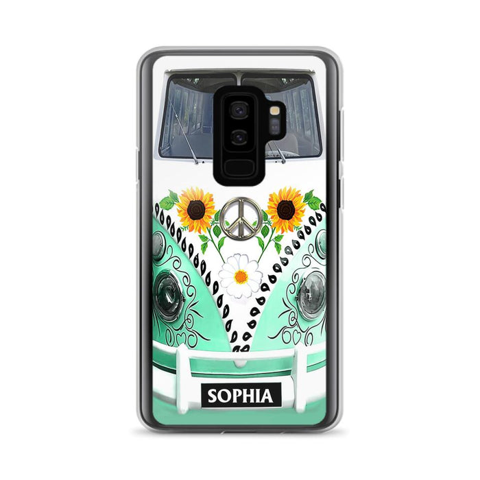 Custom Personalized Sunflower Peace Bus Phone Case - Best Gift Idea For Bus Lovers - Cases For iPhone And Samsung