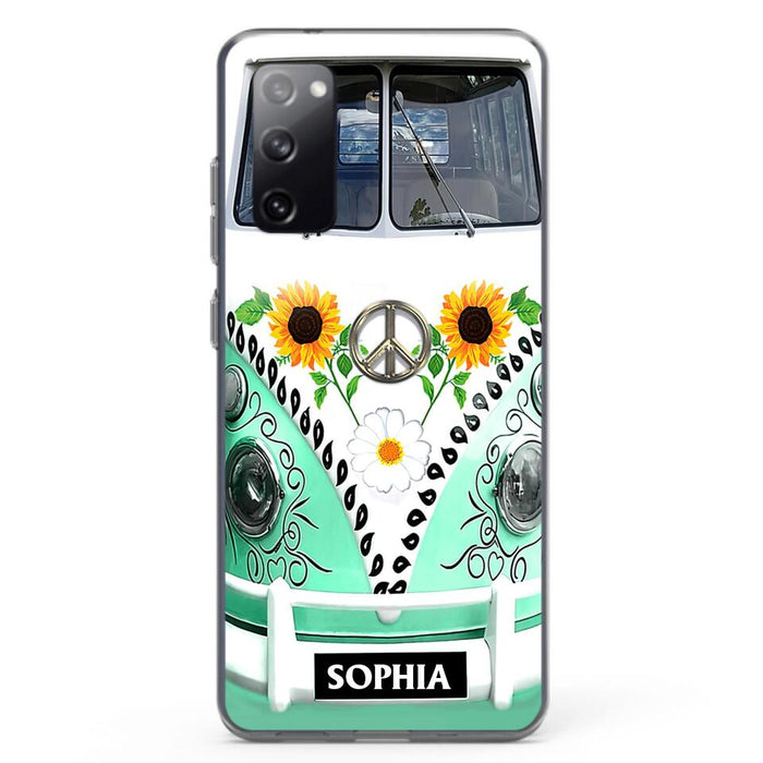 Custom Personalized Sunflower Peace Bus Phone Case - Best Gift Idea For Bus Lovers - Cases For iPhone And Samsung