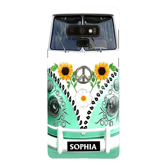 Custom Personalized Sunflower Peace Bus Phone Case - Best Gift Idea For Bus Lovers - Cases For iPhone And Samsung