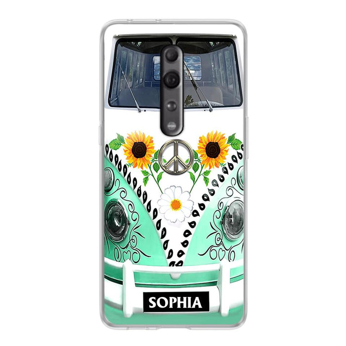 Custom Personalized Sunflower Peace Bus Phone Case - Best Gift Idea For Bus Lovers - Cases For Oppo, Xiaomi And Huawei