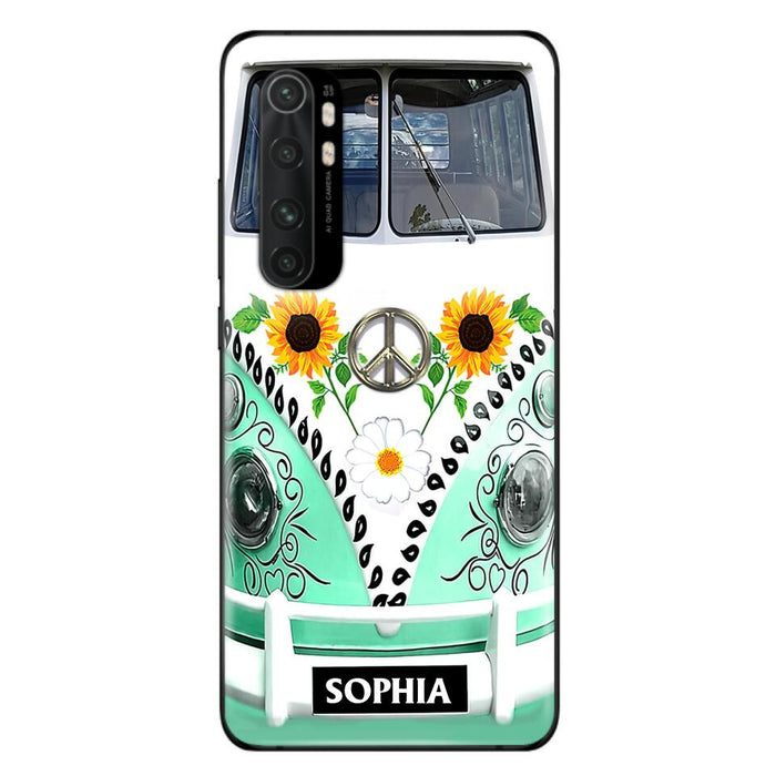 Custom Personalized Sunflower Peace Bus Phone Case - Best Gift Idea For Bus Lovers - Cases For Oppo, Xiaomi And Huawei