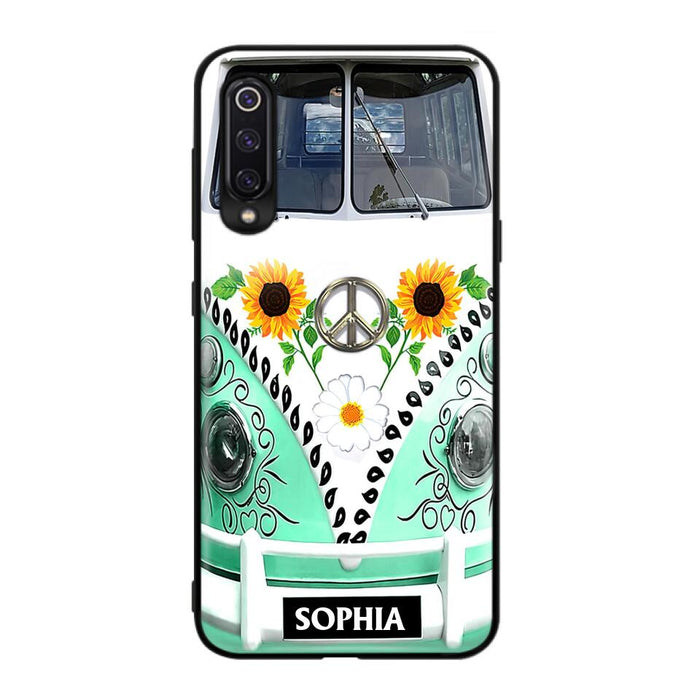 Custom Personalized Sunflower Peace Bus Phone Case - Best Gift Idea For Bus Lovers - Cases For Oppo, Xiaomi And Huawei