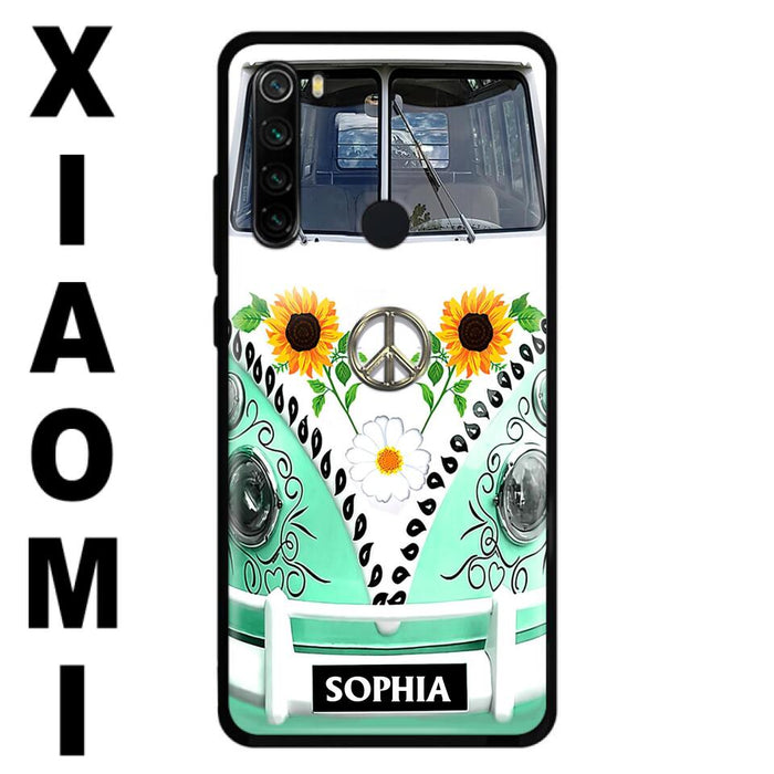 Custom Personalized Sunflower Peace Bus Phone Case - Best Gift Idea For Bus Lovers - Cases For Oppo, Xiaomi And Huawei