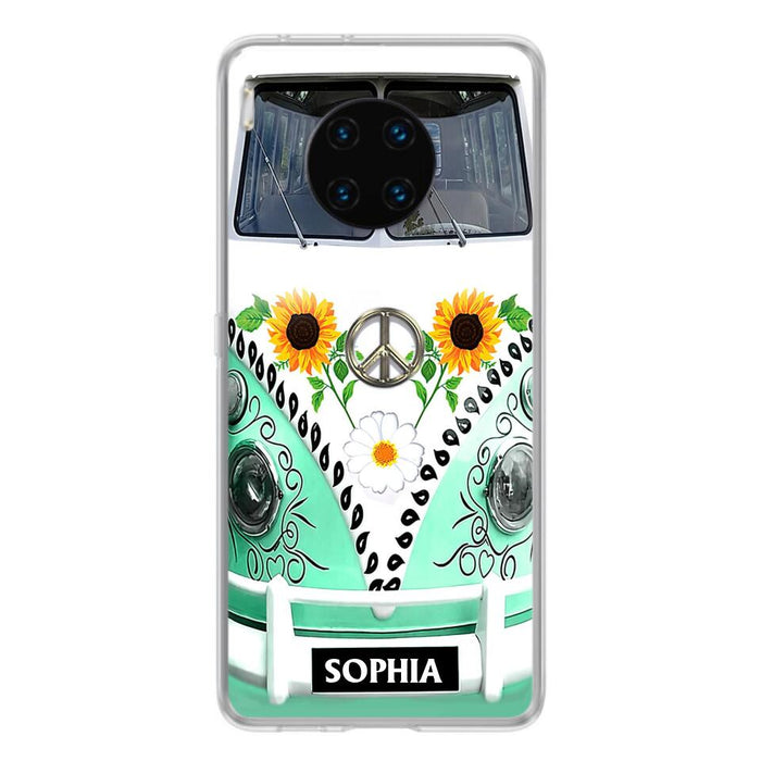 Custom Personalized Sunflower Peace Bus Phone Case - Best Gift Idea For Bus Lovers - Cases For Oppo, Xiaomi And Huawei