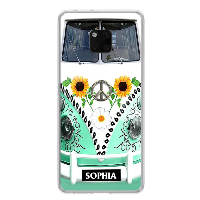 Custom Personalized Sunflower Peace Bus Phone Case - Best Gift Idea For Bus Lovers - Cases For Oppo, Xiaomi And Huawei