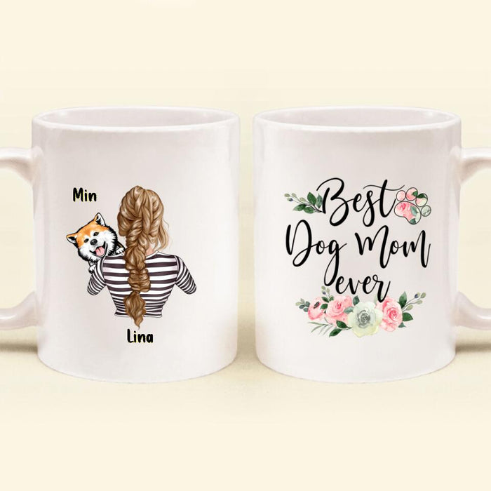 Custom Personalized Dog Mom Coffee Mug - Upto 4 Dogs - Best Gift Idea For Dog Lovers/ Mother's Day - Best Dog Mom Ever