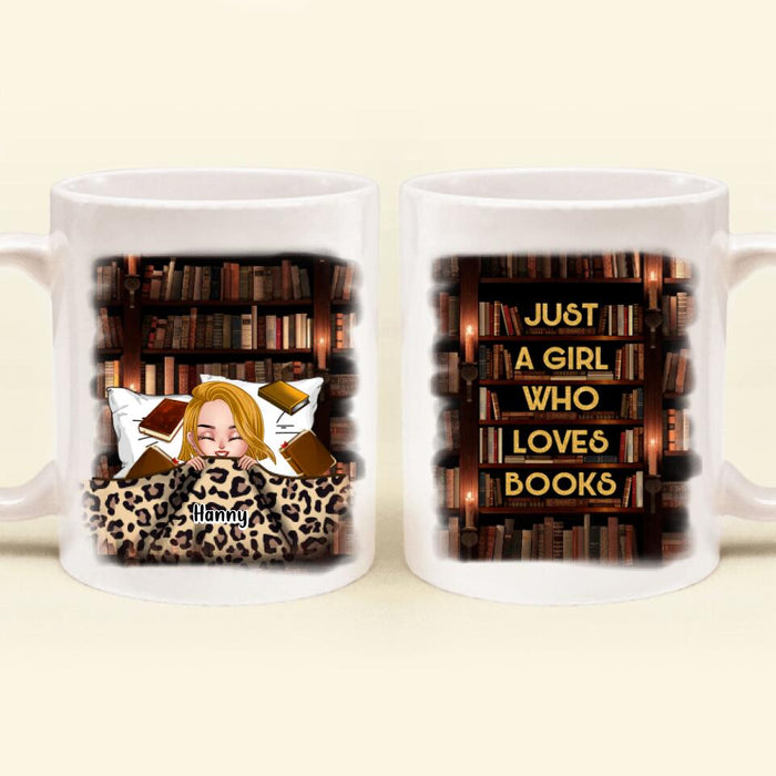 Custom Personalized Stay In Bed With Books And Pets Coffee Mug - Upto 6 Pets - Gift For Books/ Dogs / Cats Lovers - Just A Girl Who Loves Books