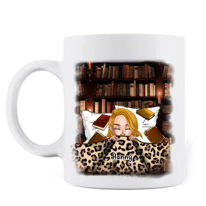 Custom Personalized Stay In Bed With Books And Pets Coffee Mug - Upto 6 Pets - Gift For Books/ Dogs / Cats Lovers - Just A Girl Who Loves Books