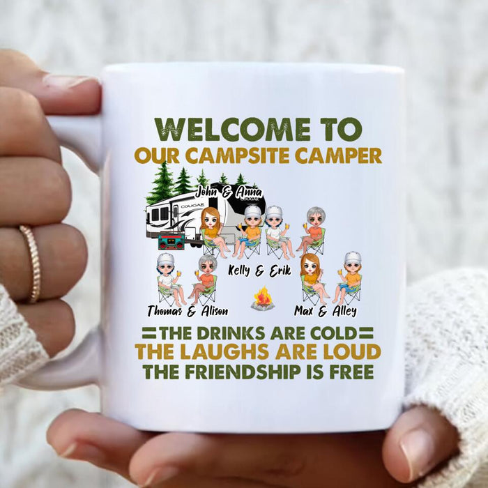 Custom Personalized Camping Friends Mug - Upto 8 People - Best Gift For Camping Lovers - If I'm Drunk It's My Camping Friends Fault