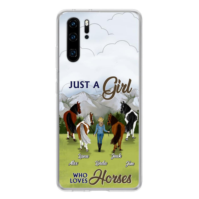 Personalized Horse Lady Phone Case for Xiaomi/ Oppo/ Huawei - Gift Idea For Horse Lovers with up to 4 Horses - Just A Girl Who Loves Horses