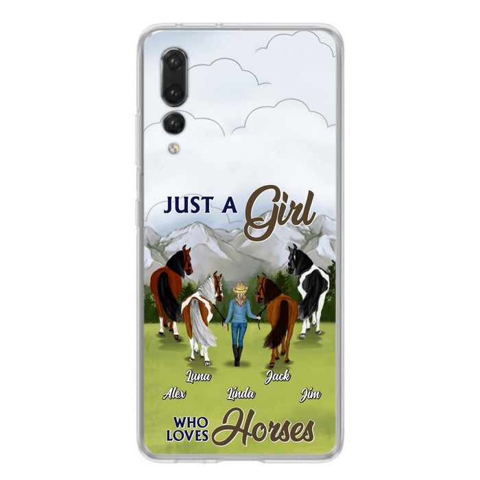 Personalized Horse Lady Phone Case for Xiaomi/ Oppo/ Huawei - Gift Idea For Horse Lovers with up to 4 Horses - Just A Girl Who Loves Horses