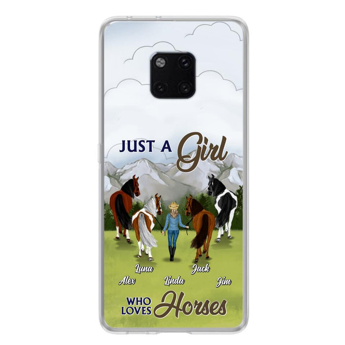 Personalized Horse Lady Phone Case for Xiaomi/ Oppo/ Huawei - Gift Idea For Horse Lovers with up to 4 Horses - Just A Girl Who Loves Horses