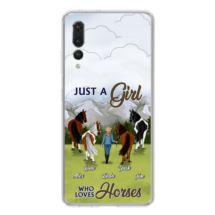 Personalized Horse Lady Phone Case for Xiaomi/ Oppo/ Huawei - Gift Idea For Horse Lovers with up to 4 Horses - Just A Girl Who Loves Horses