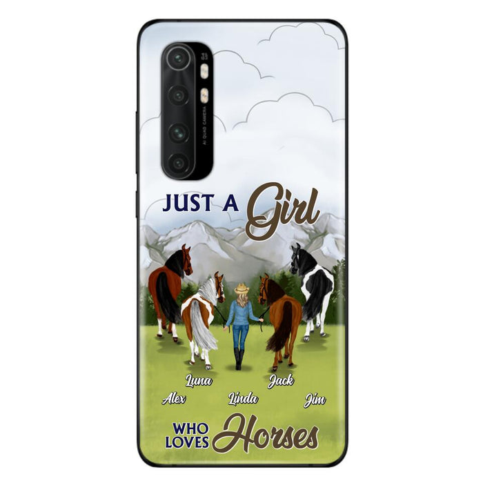 Personalized Horse Lady Phone Case for Xiaomi/ Oppo/ Huawei - Gift Idea For Horse Lovers with up to 4 Horses - Just A Girl Who Loves Horses