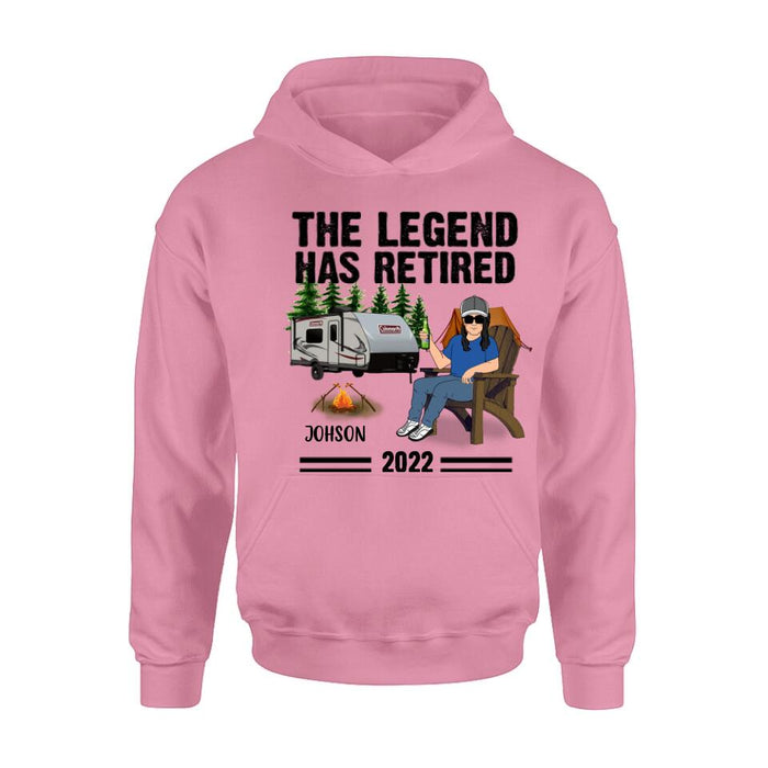 Custom Personalized Camping Retirement Shirt - Upto 4 People - Best Gift For Camping Lover - The Legend Has Retired