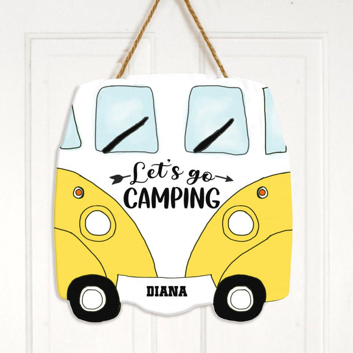 Custom Personalized Bus Camping Door Sign - Gift Idea For Camping Lover - Let's Go Camping