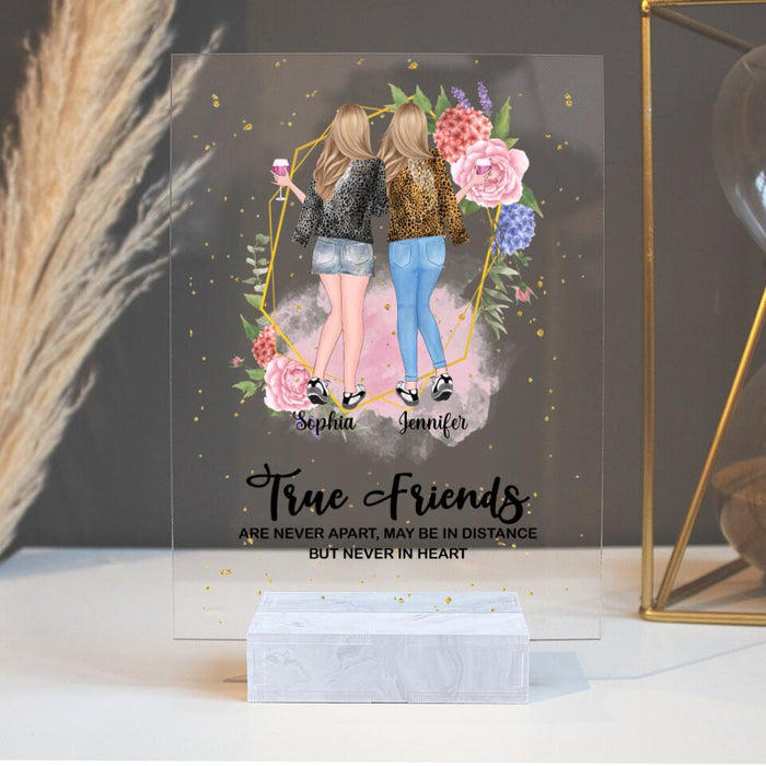 Custom Personalized Bestie Acrylic Plaque - Gift Idea For Best Friends - True Friend Are Never Apart, May Be In Distance But Never In Heart