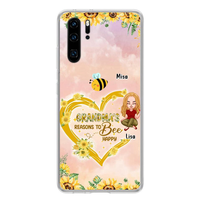 Custom Personalized Grandma Phone Case - Up to 6 Kids - Mother's Day Gift For Grandma - Grandma's Reasons To Bee Happy - Case For Xiaomi, Huawei And Oppo