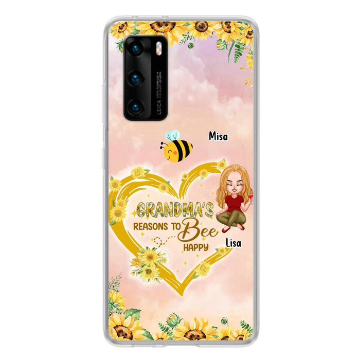 Custom Personalized Grandma Phone Case - Up to 6 Kids - Mother's Day Gift For Grandma - Grandma's Reasons To Bee Happy - Case For Xiaomi, Huawei And Oppo