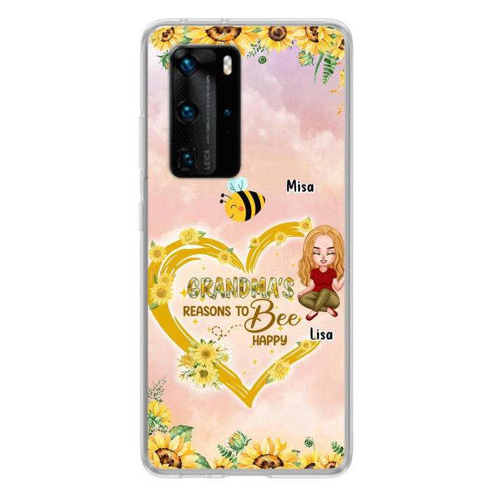 Custom Personalized Grandma Phone Case - Up to 6 Kids - Mother's Day Gift For Grandma - Grandma's Reasons To Bee Happy - Case For Xiaomi, Huawei And Oppo