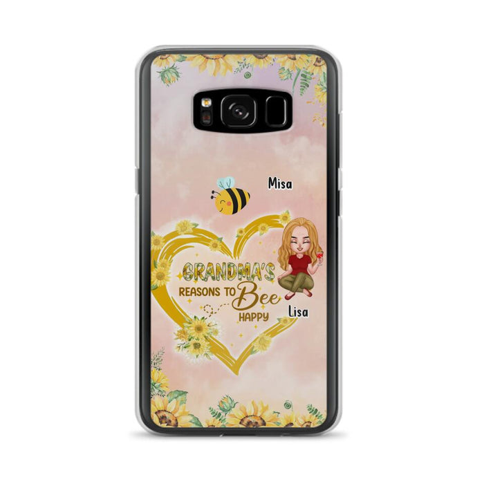 Custom Personalized Grandma Phone Case - Up to 6 Kids - Mother's Day Gift For Grandma - Grandma's Reasons To Bee Happy - Case For iPhone And Samsung