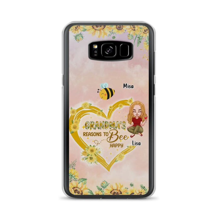 Custom Personalized Grandma Phone Case - Up to 6 Kids - Mother's Day Gift For Grandma - Grandma's Reasons To Bee Happy - Case For iPhone And Samsung