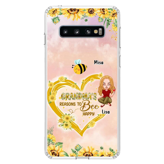 Custom Personalized Grandma Phone Case - Up to 6 Kids - Mother's Day Gift For Grandma - Grandma's Reasons To Bee Happy - Case For iPhone And Samsung